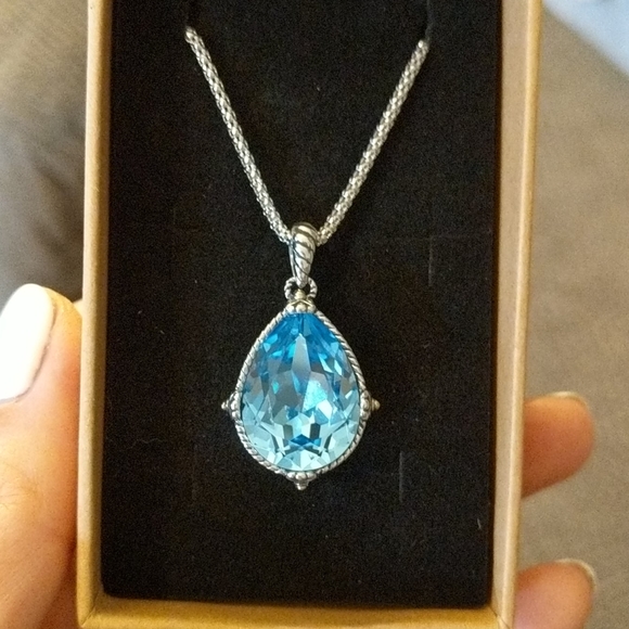 Swarovski topaz sterling and 14k gold necklace - Picture 4 of 4